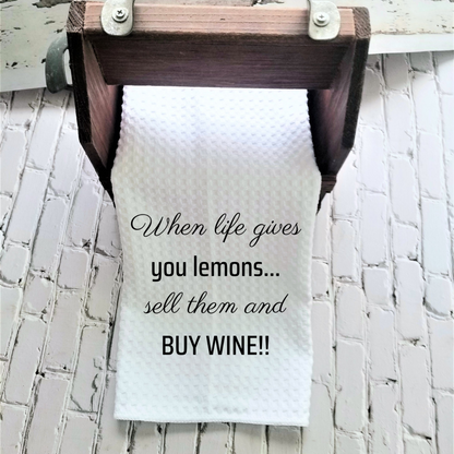 Buy Wine Funny Kitchen Towel Sayings | Farmhouse Sarcastic Dish Towel with Quote | Gift for Wine Lover or Cook