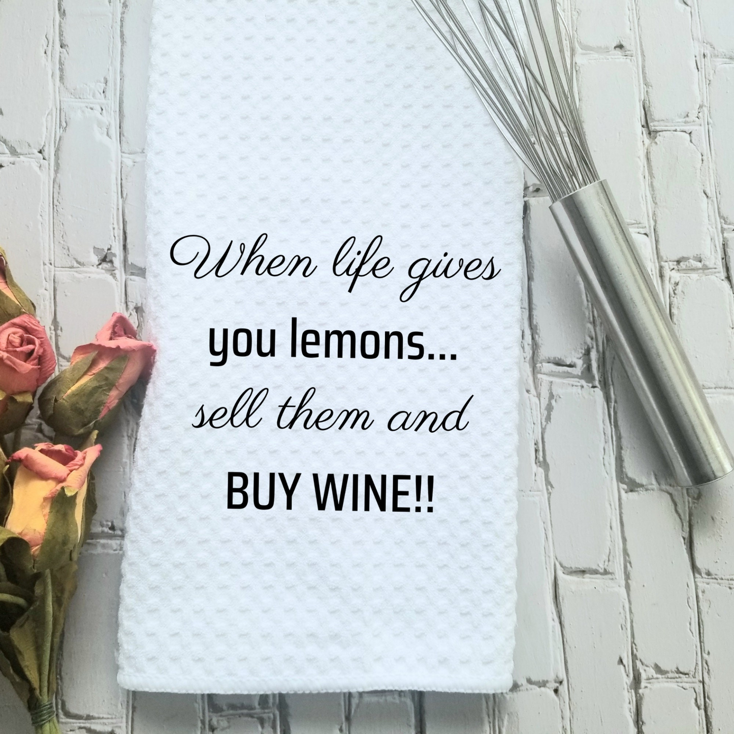Buy Wine Funny Kitchen Towel Sayings | Farmhouse Sarcastic Dish Towel with Quote | Gift for Wine Lover or Cook