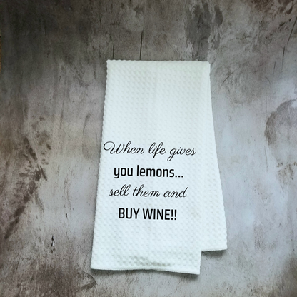 Buy Wine Funny Kitchen Towel Sayings | Farmhouse Sarcastic Dish Towel with Quote | Gift for Wine Lover or Cook