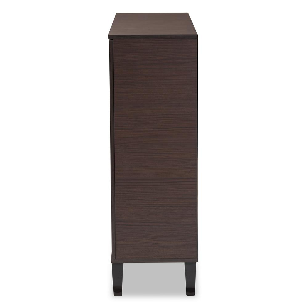 Two-Tone Dark Brown and Grey Finished Wood 2-Door Shoe Cabinet