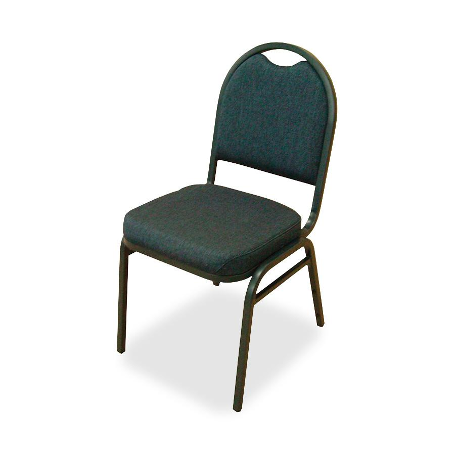 Lorell Round-Back Upholstered Stack Chairs - Blueberry, Black Fabric Seat - Charcoal Steel Frame - Blue, Black - 4 / Carton