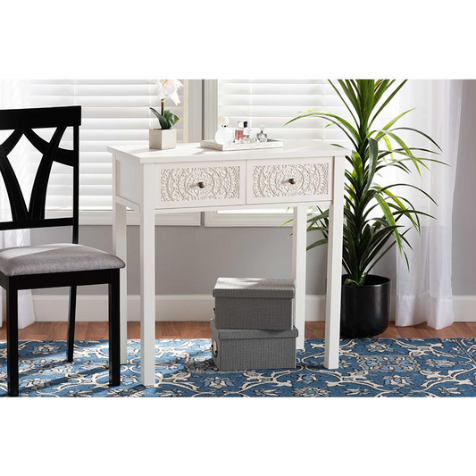 Lambert Classic and Traditional White Finished Wood 2-Drawer Console Table