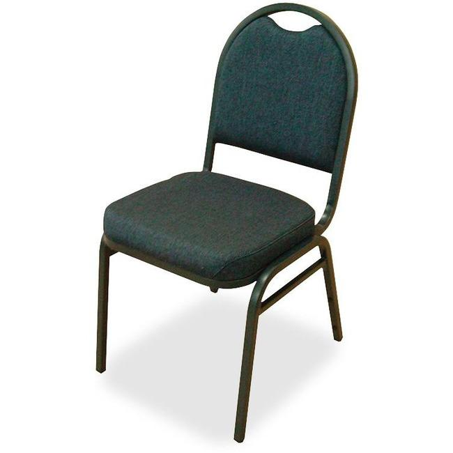 Lorell Round-Back Upholstered Stack Chairs - Blueberry, Black Fabric Seat - Charcoal Steel Frame - Blue, Black - 4 / Carton