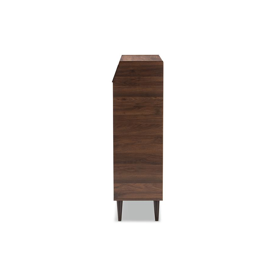 Walnut Brown finished 2-Door Wood Entryway Shoe Storage Cabinet