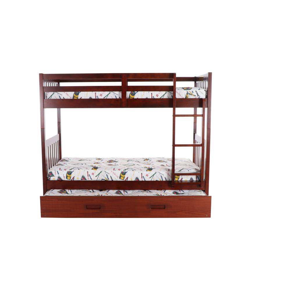 Mission Twin over Twin Bunk Bed with Roll Out Twin Trundle Bed