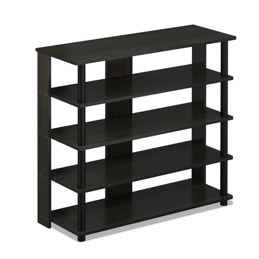 Turn-N-Tube 5 Tier Wide Shoe Rack, Espresso/Black