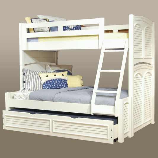 Twin Over Full 3/3 over 4/6 Bunkbed - with trundle - White Cottage