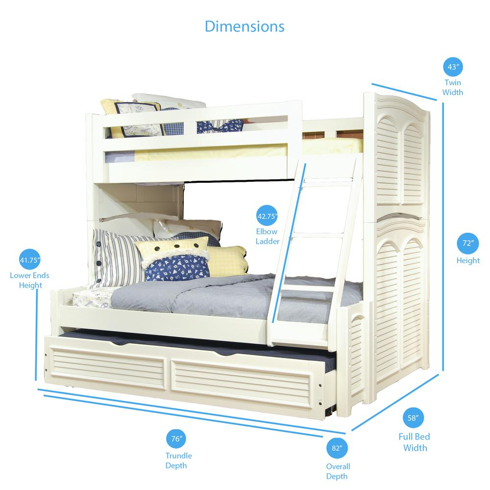 Twin Over Full 3/3 over 4/6 Bunkbed - with trundle - White Cottage