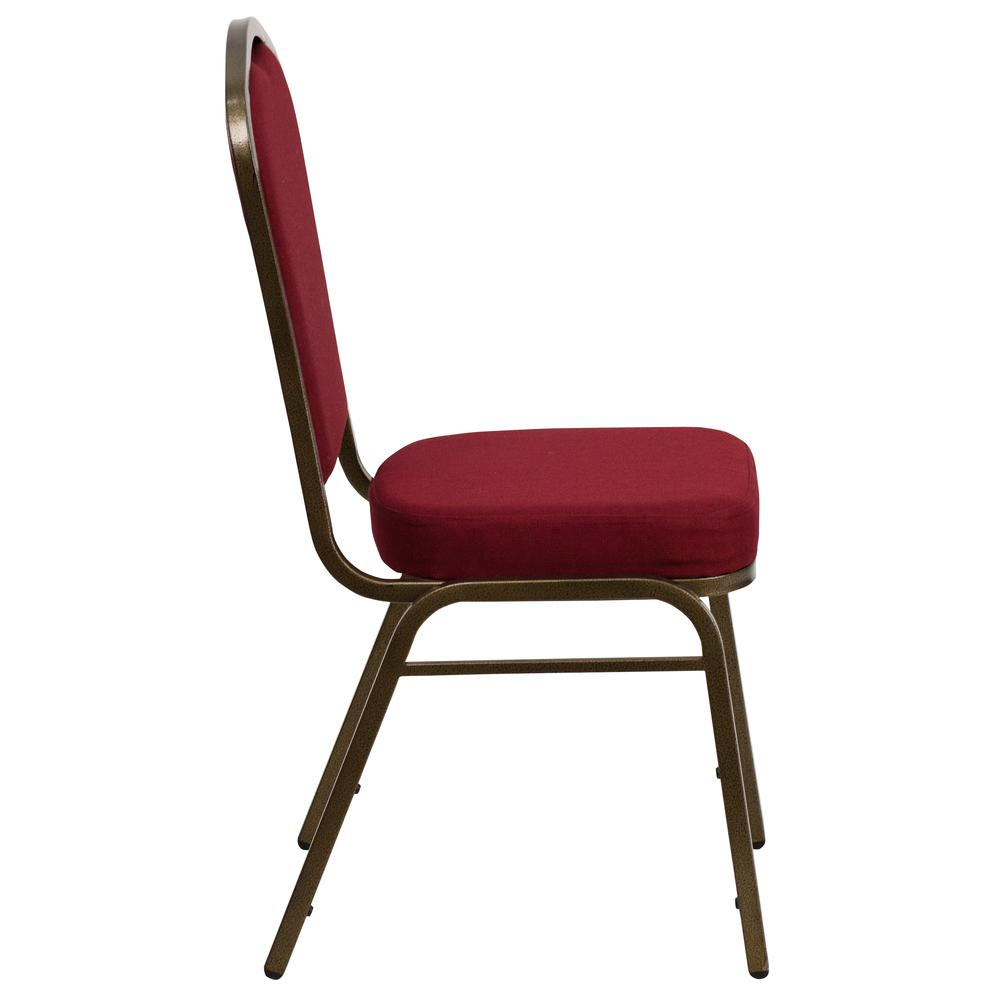 Crown Back Stacking Banquet Chair in Burgundy Fabric - Gold Vein Frame