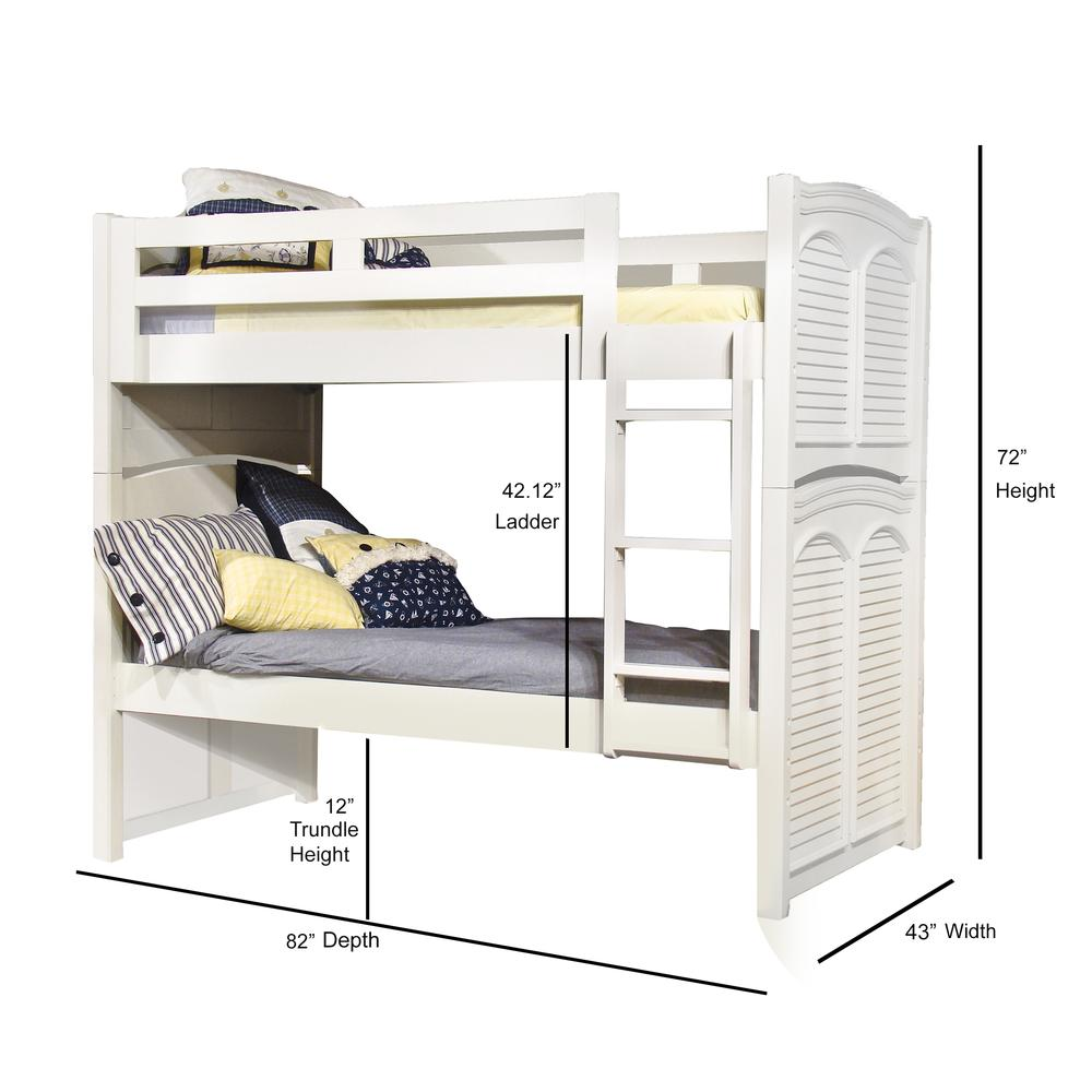 Twin Over Twin 3/3 Over 3/3 Bunkbed - without trundle  - White Cottage