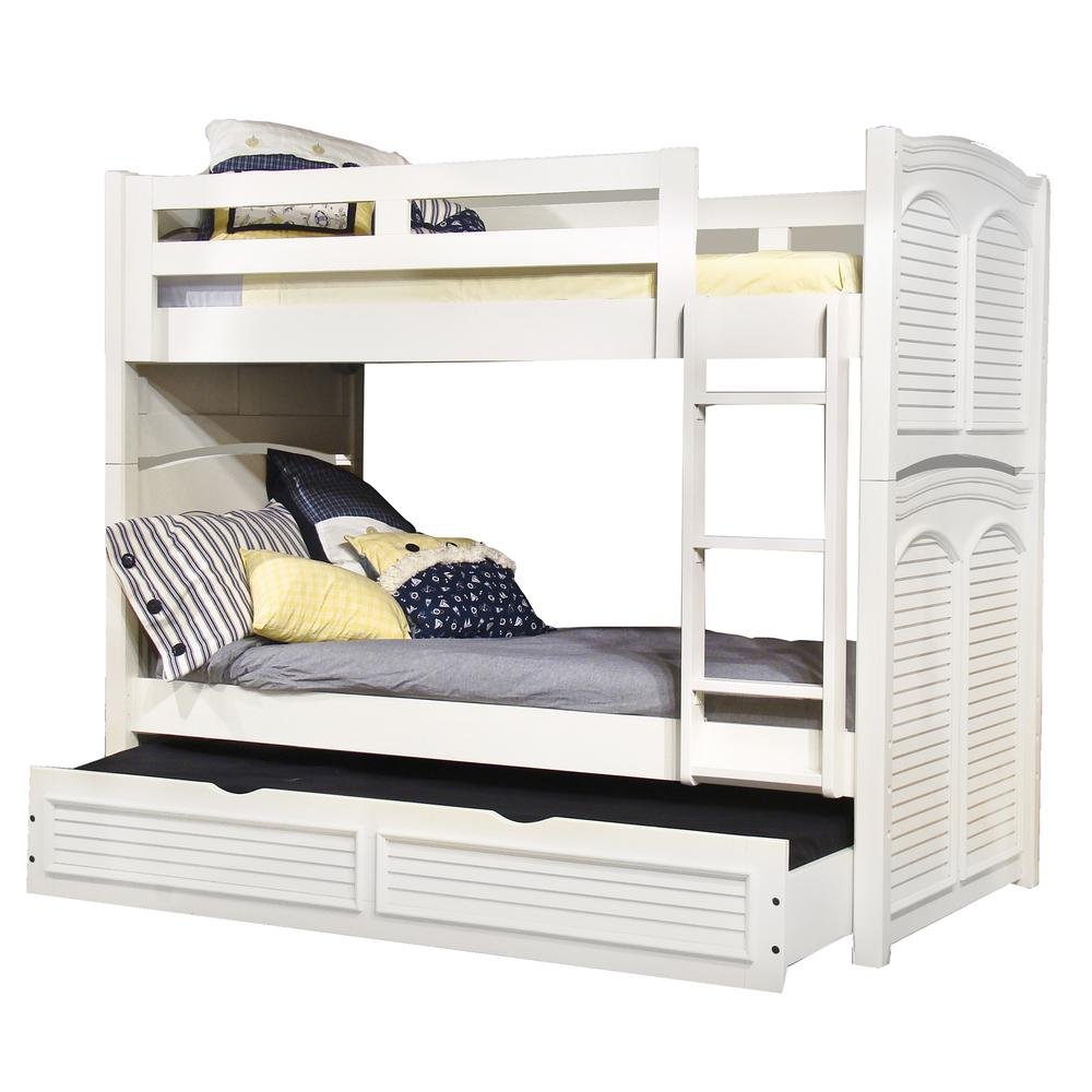 Twin 3/3 Over 3/3 Bunkbed - with Trundle - White Cottage