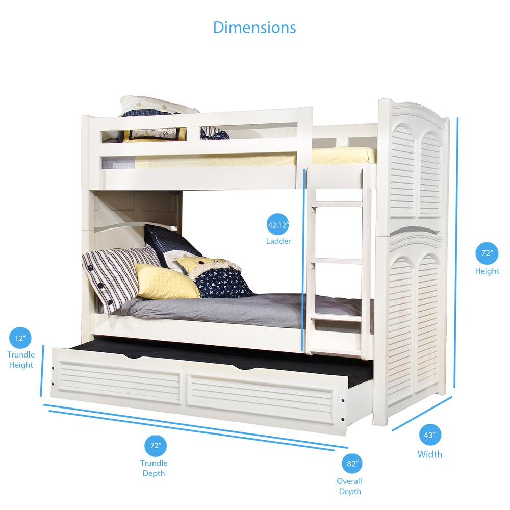 Twin 3/3 Over 3/3 Bunkbed - with Trundle - White Cottage