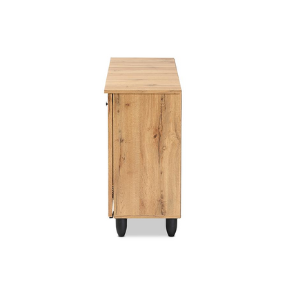Fernanda Modern and Contemporary Oak Brown Finished Wood 3-Door Shoe Cabinet