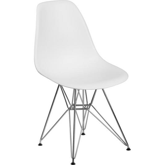 White Plastic Chair with Chrome Base