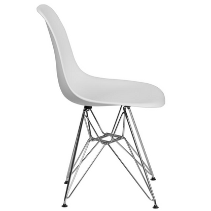 White Plastic Chair with Chrome Base