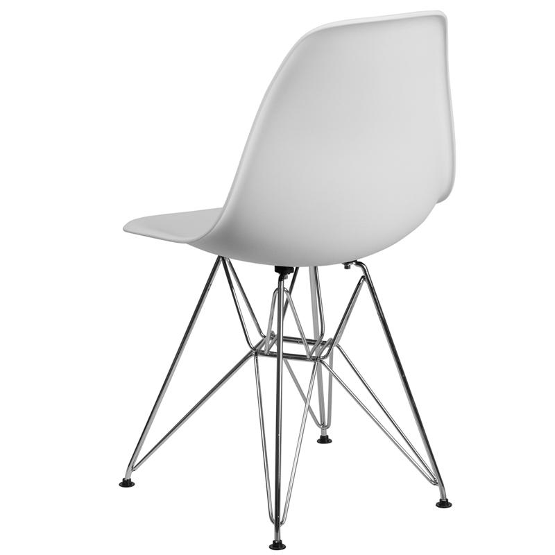 White Plastic Chair with Chrome Base