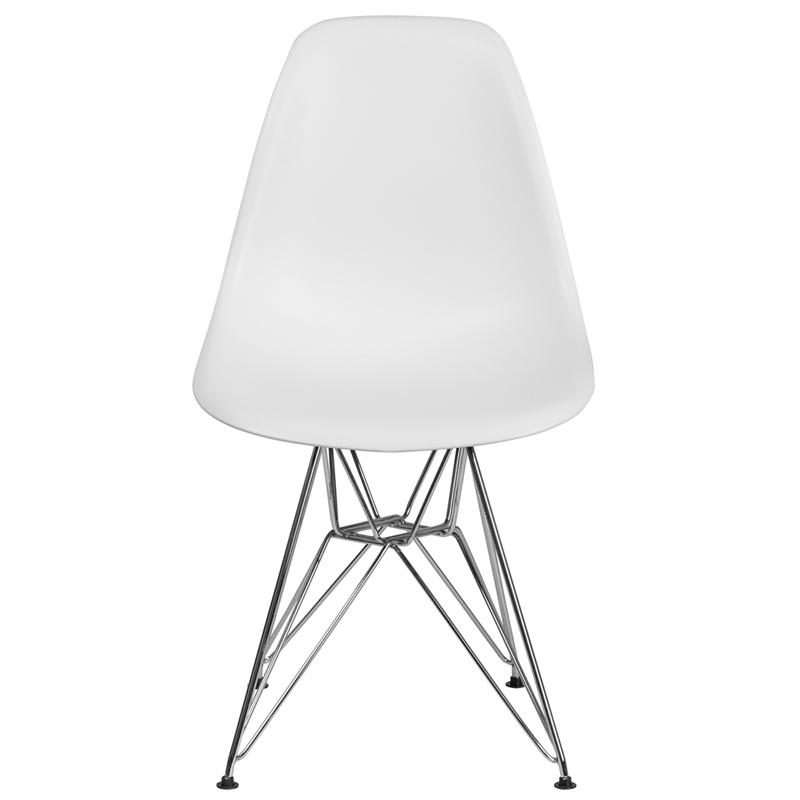 White Plastic Chair with Chrome Base