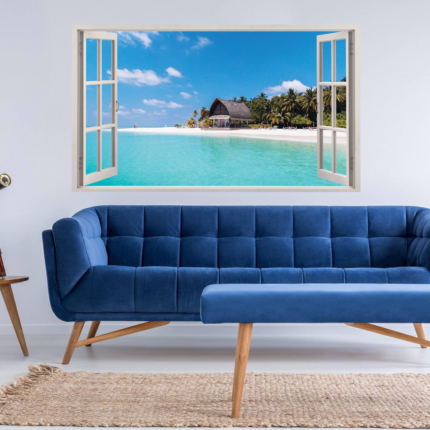 Tropical Paradise Window Sticker, Vinyl Decorative Window Cling Decal, Peel & Stick Film