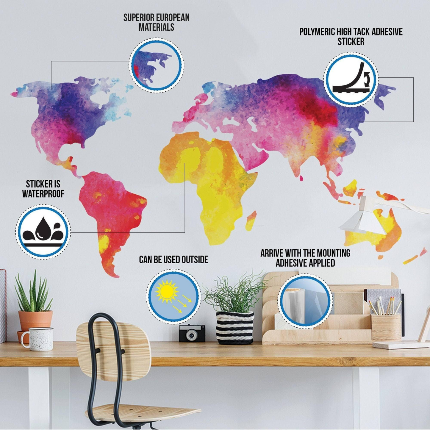 Tropical Paradise Window Sticker, Vinyl Decorative Window Cling Decal, Peel & Stick Film