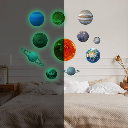 Solar System Wall Stickers, Celestial Glow Decals - Astronomy Décor