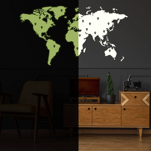 Glowing Earth Wall Sticker, Luminous Planet Space Galaxy Wall Art Decal
