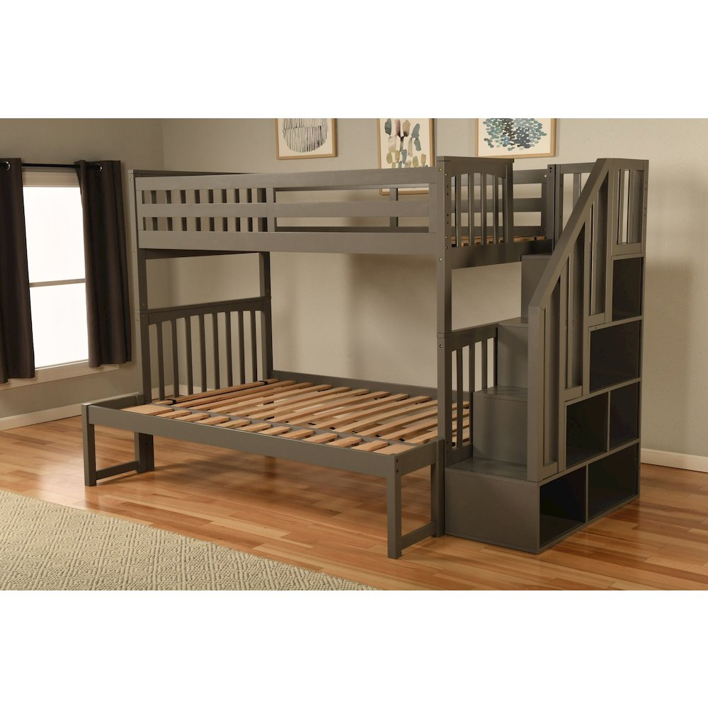 Kelcie Twin-Full Bunk Bed Dark Gray