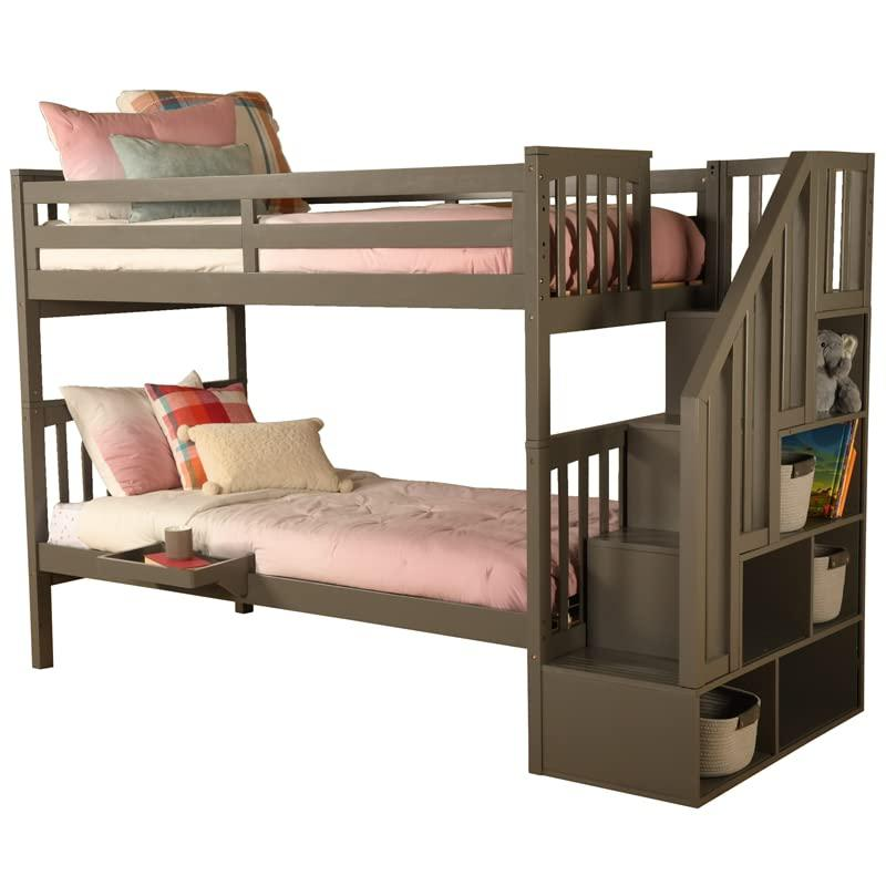 Kelcie Twin-Twin Bunk Bed Dark Gray+Tray