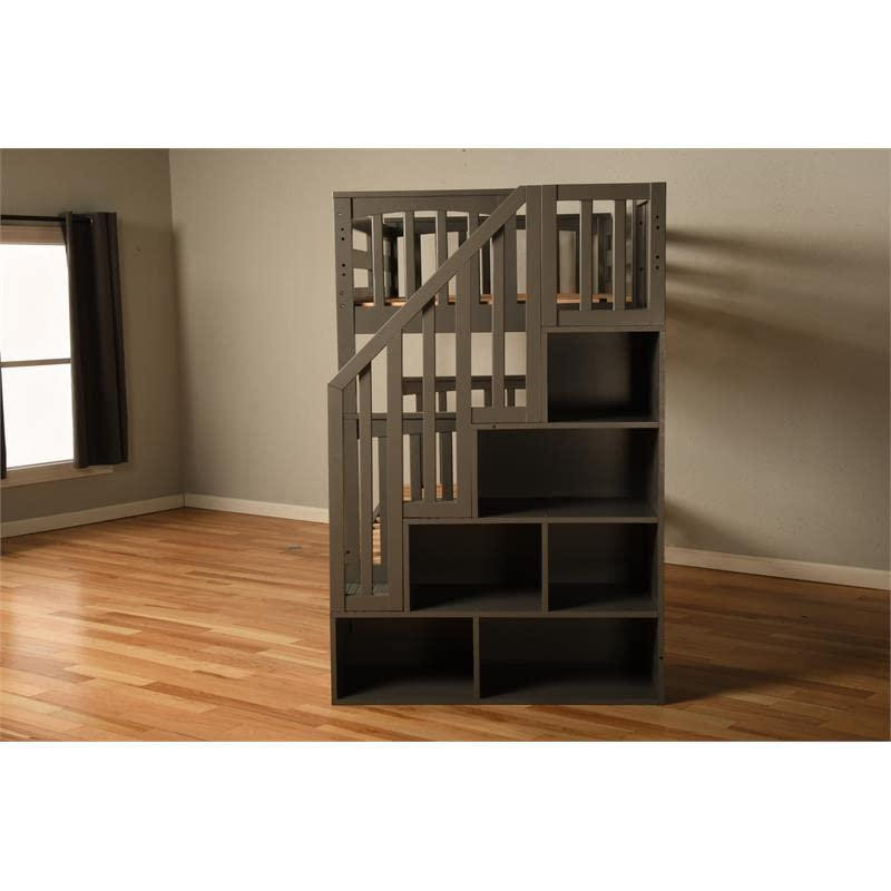 Kelcie Twin-Twin Bunk Bed Dark Gray+Tray