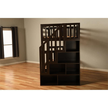 Kelcie Twin-Full Bunk Bed Dark Chocolate-Trundle Bed+Tray