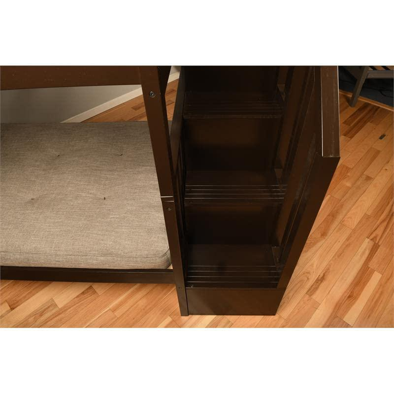 Kelcie Twin-Full Bunk Bed Dark Chocolate-Trundle Bed+Tray
