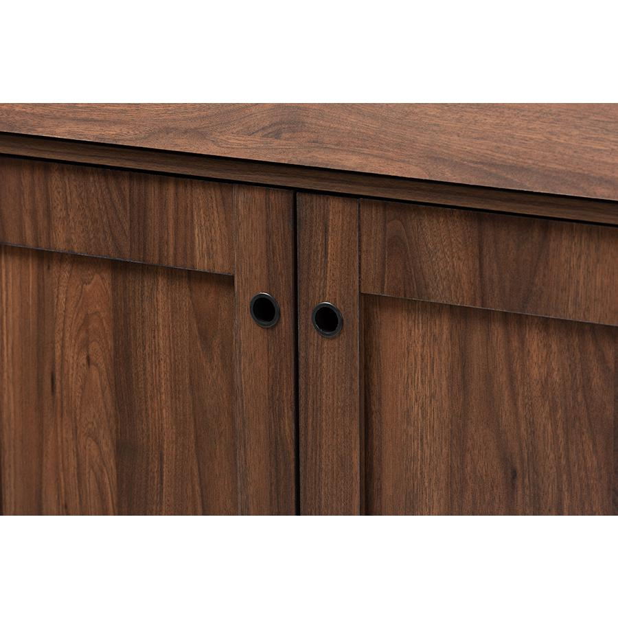 Walnut Brown finished 2-Door Wood Entryway Shoe Storage Cabinet