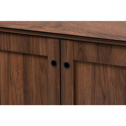 Walnut Brown finished 2-Door Wood Entryway Shoe Storage Cabinet