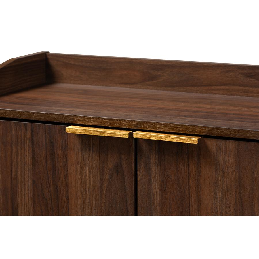 Lena Mid-Century Modern Walnut Brown Finished 5-Shelf Wood Entryway Shoe Cabinet