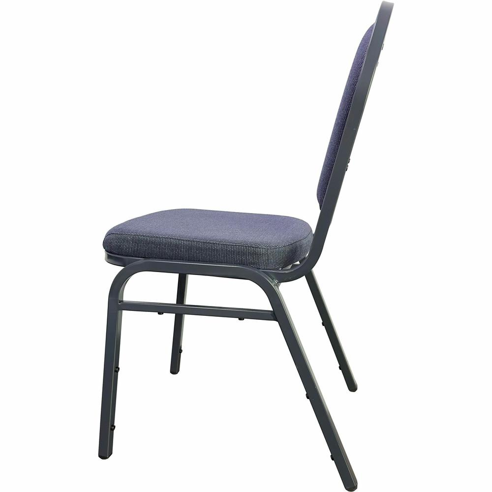 Lorell Round-Back Upholstered Stack Chairs - Blueberry, Black Fabric Seat - Charcoal Steel Frame - Blue, Black - 4 / Carton