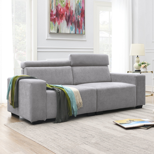 87*34.2'' 2-3 Seater Sectional Sofa Couch with Multi-Angle Adjustable Headrest,Spacious and Comfortable Velvet Loveseat for Living Room,Studios,Salon,, Office,Apartment,3 Colors