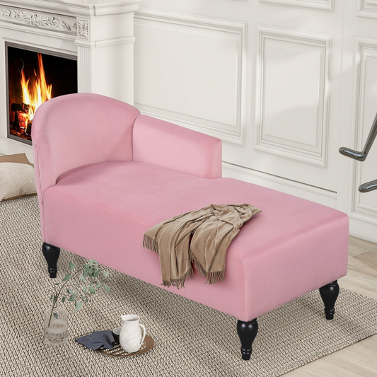 53.1*25.6" Mid Century Vintage Velvet Chaise Lounge, Modern Right Arm Facing Upholstery Lounge Chair with Solid Wood Legs,Multi-purpose Sleeper Sofa for Living Room,Bedroom,Apartment,Office