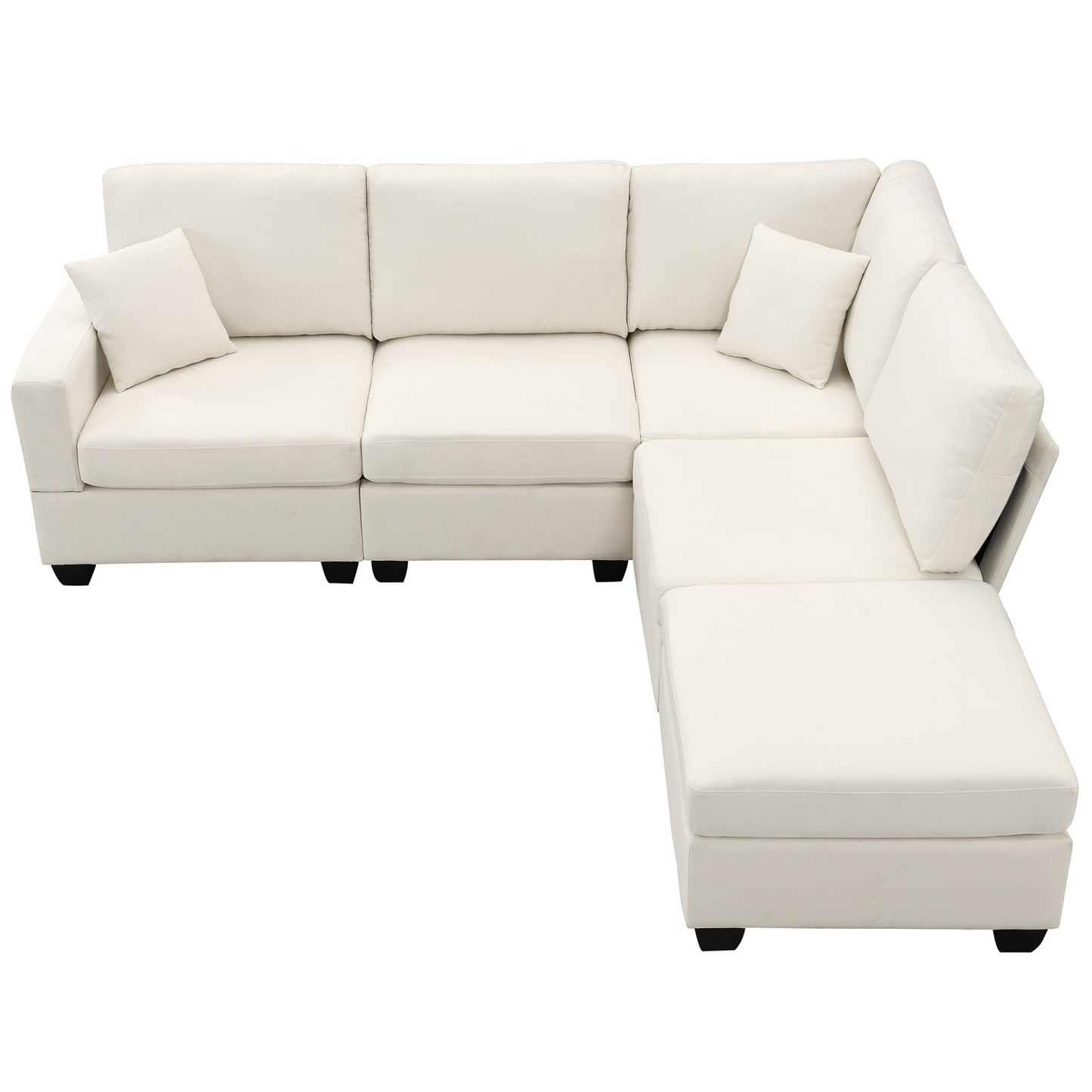 89.8*60.2" Modern Sectional Sofa,5-Seat Modular Couch Set with Convertible Ottoman,L-Shape Linen Fabric Corner Couch Set with 2 Pillows for Living Room,Apartment,Office, 3 Colors