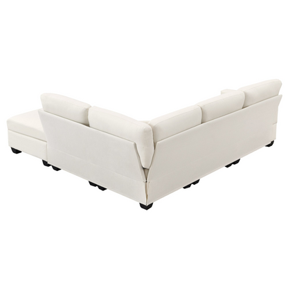 89.8*60.2" Modern Sectional Sofa,5-Seat Modular Couch Set with Convertible Ottoman,L-Shape Linen Fabric Corner Couch Set with 2 Pillows for Living Room,Apartment,Office, 3 Colors