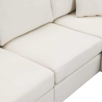 89.8*60.2" Modern Sectional Sofa,5-Seat Modular Couch Set with Convertible Ottoman,L-Shape Linen Fabric Corner Couch Set with 2 Pillows for Living Room,Apartment,Office, 3 Colors