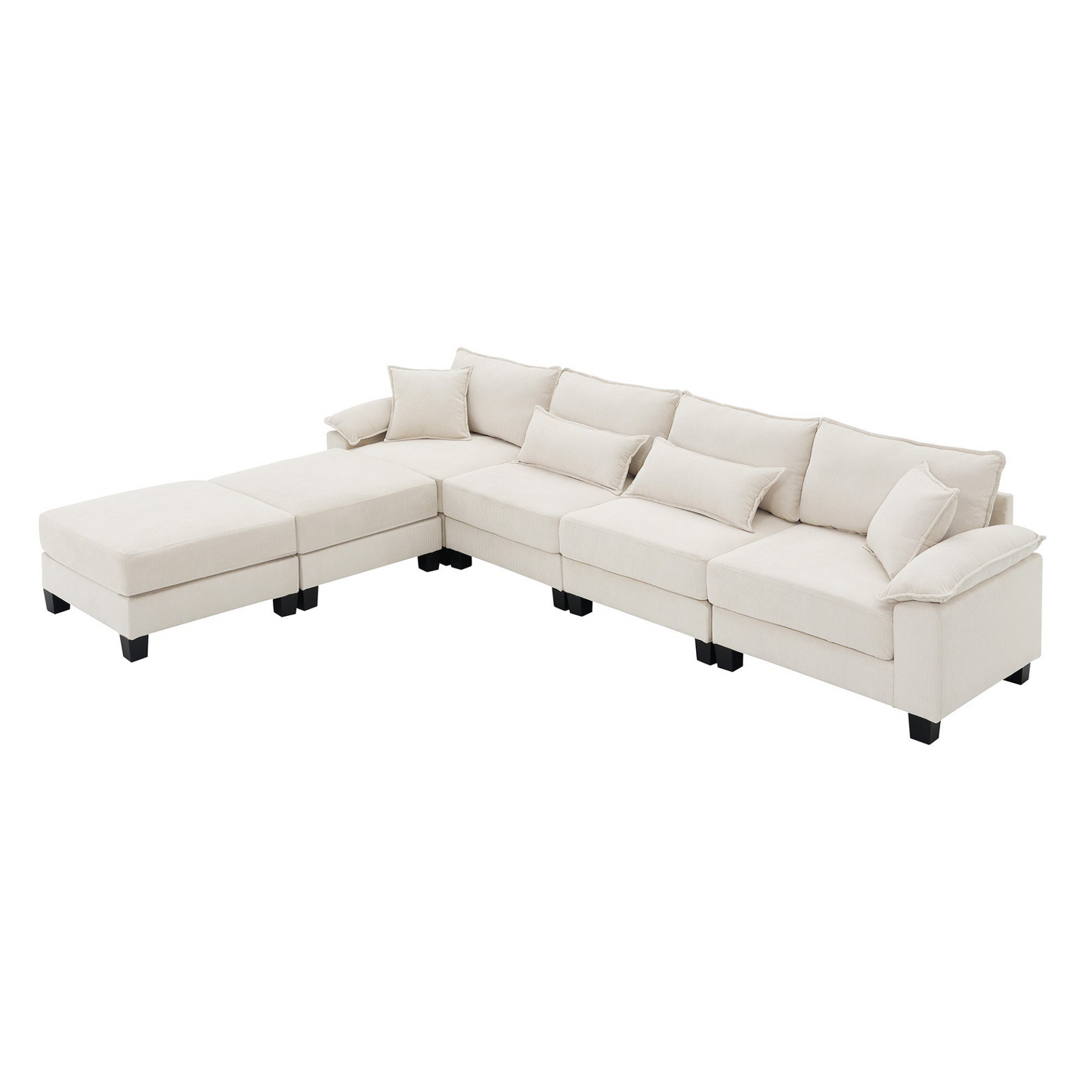 133*65" Corduroy Modular Sectional Sofa,U Shaped Couch with Armrest Bags,6 Seat Freely Combinable Sofa Bed,Comfortable and Spacious Indoor Furniture for Living Room, 2 Colors