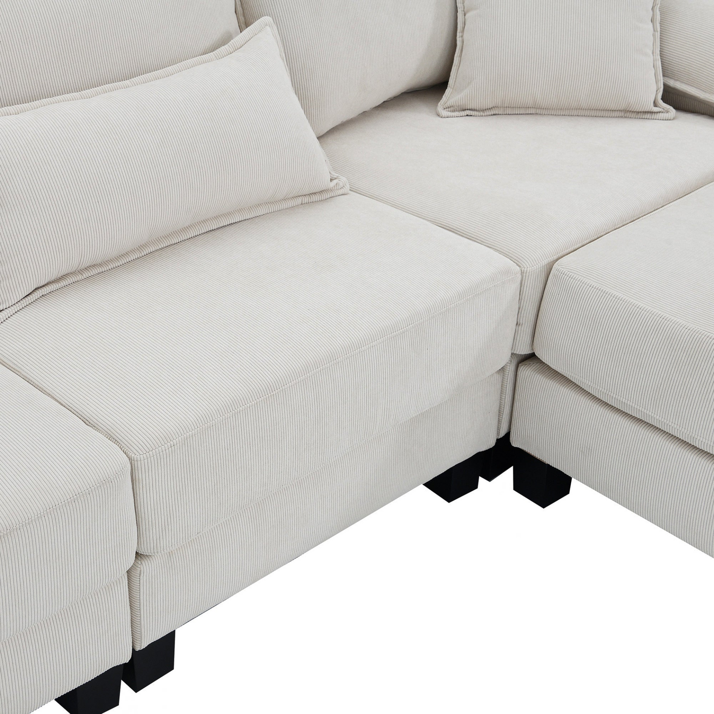 133*65" Corduroy Modular Sectional Sofa,U Shaped Couch with Armrest Bags,6 Seat Freely Combinable Sofa Bed,Comfortable and Spacious Indoor Furniture for Living Room, 2 Colors