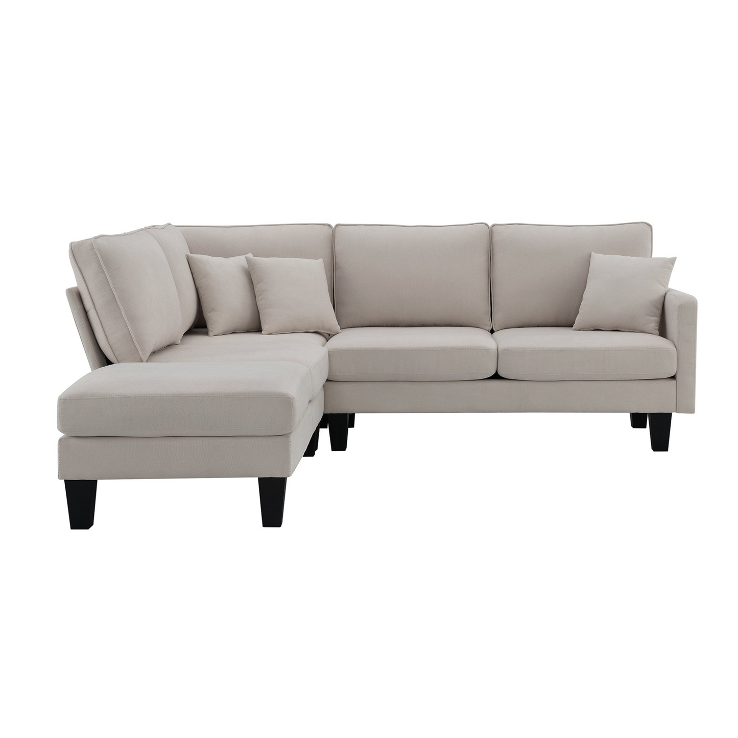 90*88" Terrycloth Modern Sectional Sofa,5-Seat Practical Couch Set with Chaise Lounge,L-Shape minimalist Indoor Furniture with 3 Pillows for Living Room,Apartment,Office, 3 Colors