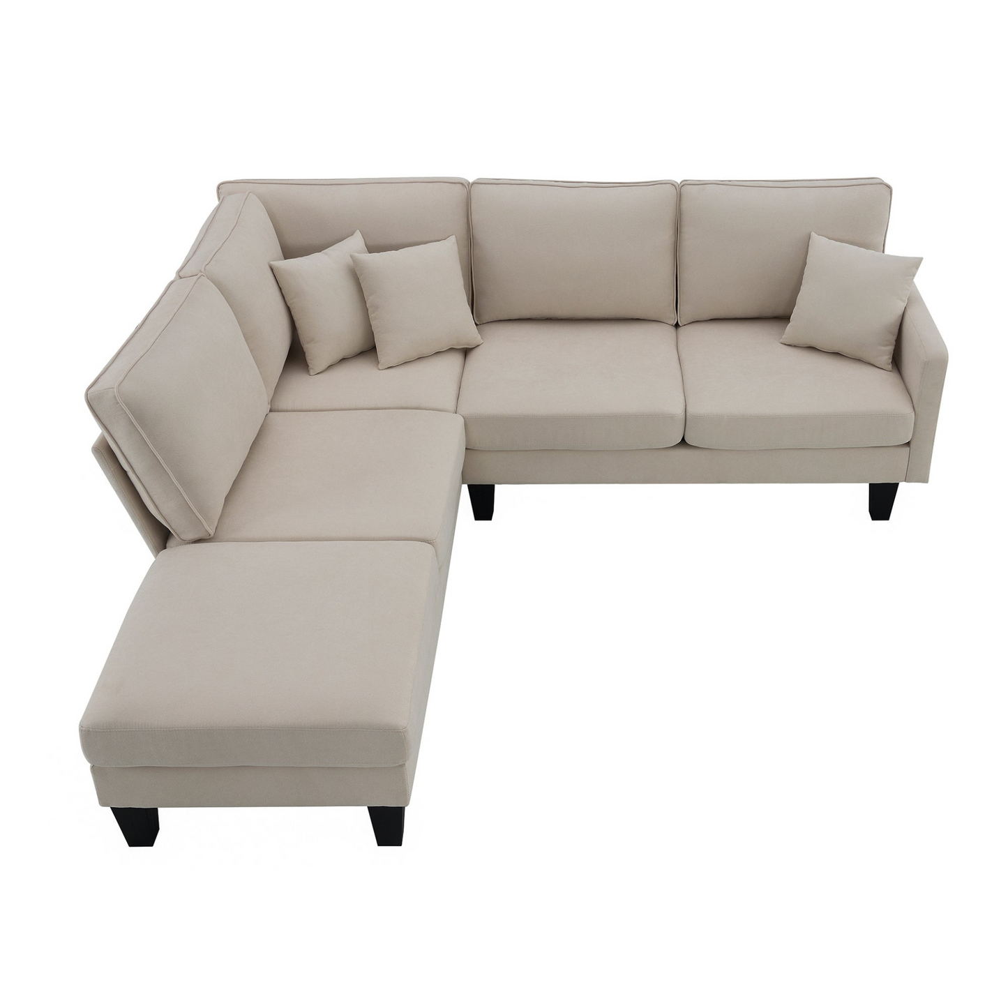 90*88" Terrycloth Modern Sectional Sofa,5-Seat Practical Couch Set with Chaise Lounge,L-Shape minimalist Indoor Furniture with 3 Pillows for Living Room,Apartment,Office, 3 Colors