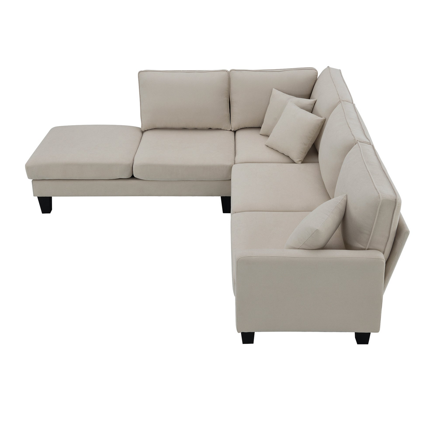 90*88" Terrycloth Modern Sectional Sofa,5-Seat Practical Couch Set with Chaise Lounge,L-Shape minimalist Indoor Furniture with 3 Pillows for Living Room,Apartment,Office, 3 Colors