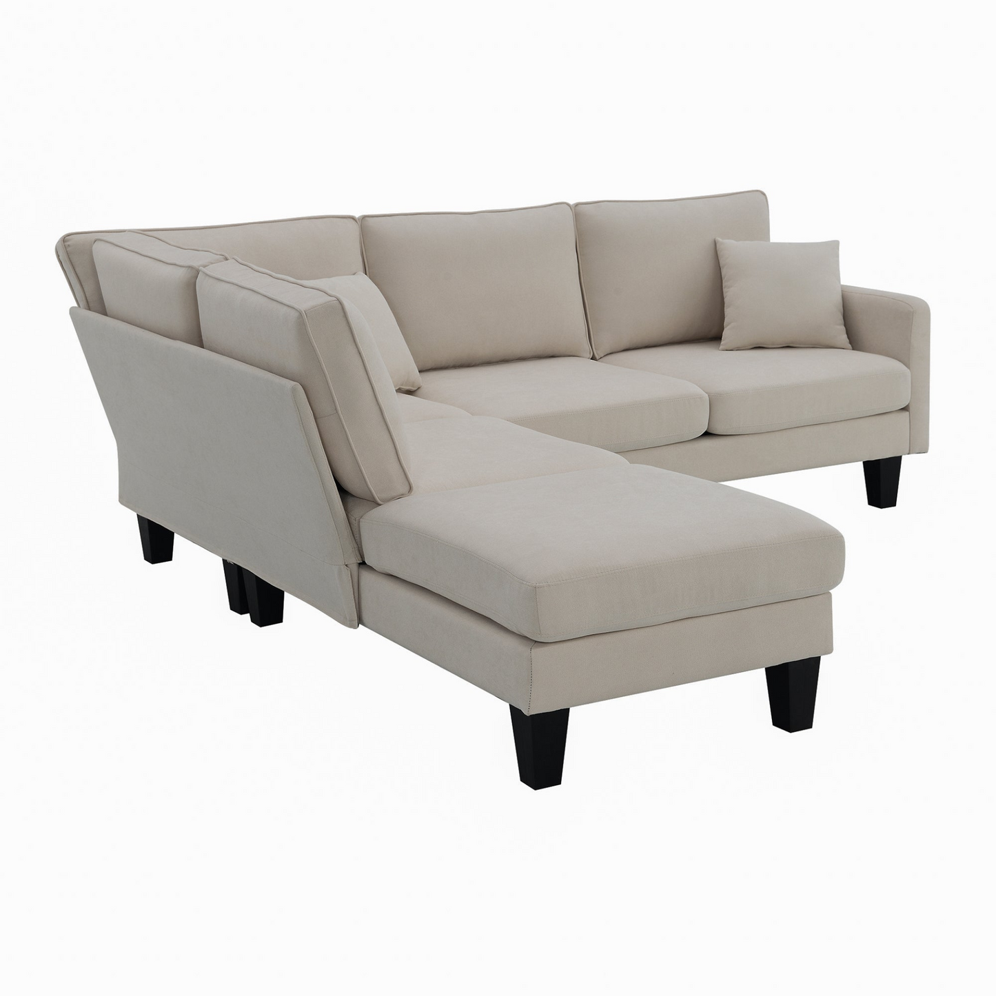 90*88" Terrycloth Modern Sectional Sofa,5-Seat Practical Couch Set with Chaise Lounge,L-Shape minimalist Indoor Furniture with 3 Pillows for Living Room,Apartment,Office, 3 Colors