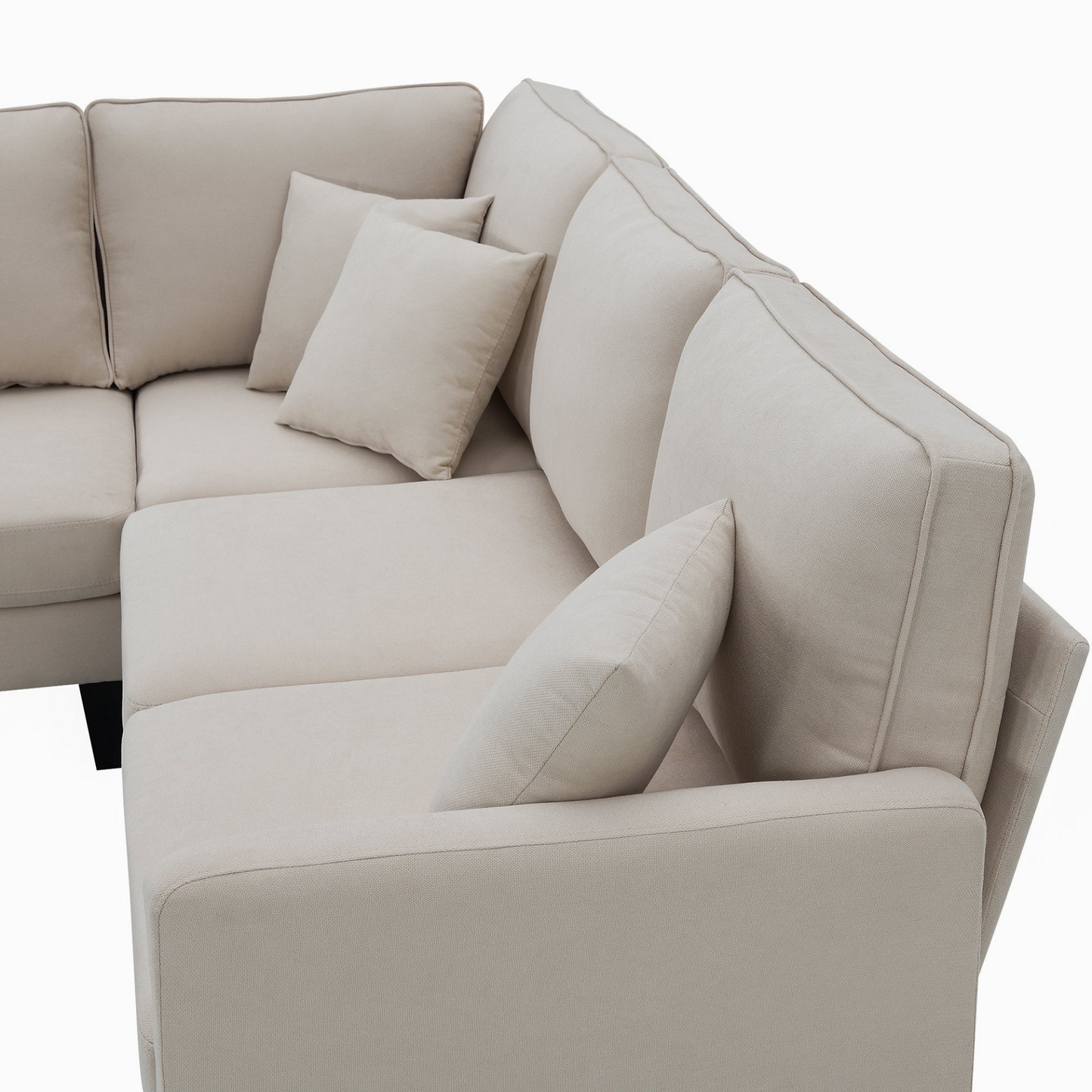 90*88" Terrycloth Modern Sectional Sofa,5-Seat Practical Couch Set with Chaise Lounge,L-Shape minimalist Indoor Furniture with 3 Pillows for Living Room,Apartment,Office, 3 Colors