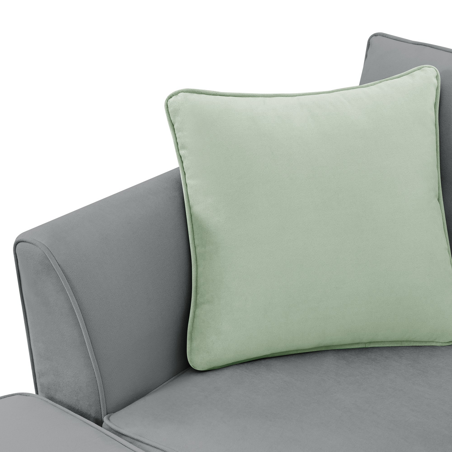 112*87" Sectional Sofa Couches Living Room Sets, 7 Seats Modular Sectional Sofa with Ottoman, L Shape Fabric Sofa Corner Couch Set with 3 Pillows, Grey