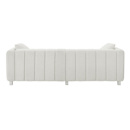 82*30" Modern Teddy Velvet Sofa,2-3 Seat Mid Century Indoor Couch, Exquisite Upholstered Loveseat with Striped Decoration for Living Room,Bedroom,Apartment,2 Colors(2 Pillows)