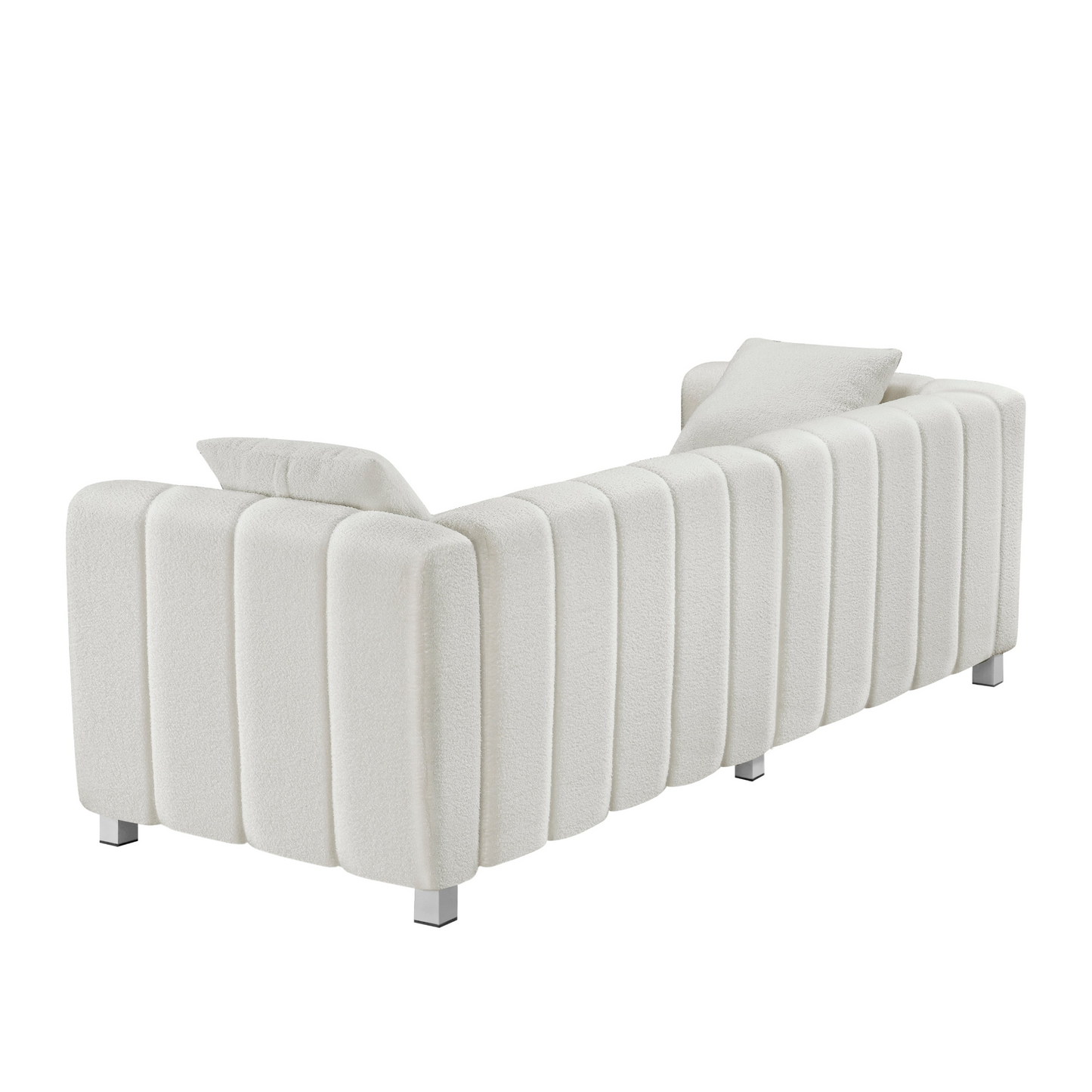 82*30" Modern Teddy Velvet Sofa,2-3 Seat Mid Century Indoor Couch, Exquisite Upholstered Loveseat with Striped Decoration for Living Room,Bedroom,Apartment,2 Colors(2 Pillows)