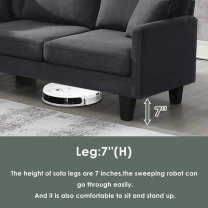90*88" Terrycloth Modern Sectional Sofa,5-Seat Practical Couch Set with Chaise Lounge,L-Shape minimalist Indoor Furniture with 3 Pillows for Living Room,Apartment,Office, 3 Colors